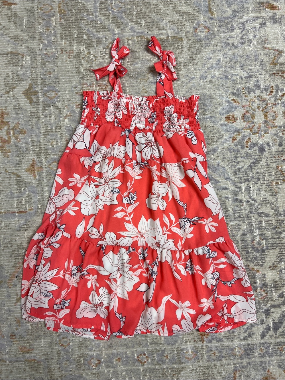 Coral Tie-Shoulder Sundress